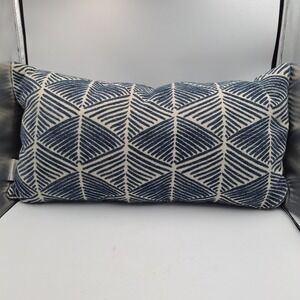Urban Loft by Westex Lumbar Throw Pillow Blue Cream Geometric Textured 13x24